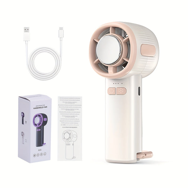 Cooling High-Speed Handheld Fan, Folding Turbo Mini Fan With 2000mAh Battery Capacity, Superconducting Ice Porcelain Cooling Technology - LED Display, Portable And Powerful For Personal, USB Rechargeable