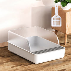51cm Extra Large Open Cat Litter Tray High Sided Deep Jumbo Rim Pan Box Loo Toilet Large Cat Litter Tray Box, Cat Litter Box Cat Toilet Tray Anti-Splash Non Slip High Sided Deep Toilet Loo Adult Cats Kitten Pan Pet Loo Easy Cleaning | Pet Toilet, White