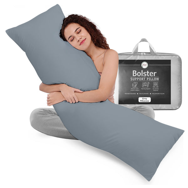 Rohi Full Body Pillow with Free Pillowcase – Hollowfibre Filling – Orthopaedic Long Pillow (3ft, 4ft, 4.6ft, 5ft, 6ft) – Bolster Pillow for Maternity, Back & Neck Support – Side Sleeper Pillow