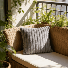 Plush Soft Vertical Strip Decoration Pillow with Pillow Core, Sofa Seat Cushion Cushion Pillow, Square Pillow Home Decoration Sofa Bedroom Pillow, Suitable for Home Bedroom Decoration, Grey, 18