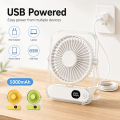 Portable Wearable Belt Fan & Flashlight Suitable for Outdoor, Hands-Free Clip- Cooling System with Quiet Operation, Strong Airflow - for Camping,, Night Shift, - for Belt Attachment (No Desk Use)