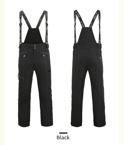 2025 New Men's Winter Thickened Ski Pants, Patchwork Design, Detachable Suspenders, Extra Thick and Warm, Suitable for Outdoor Skiing, Hiking, and Mountaineering