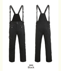 2025 New Men's Winter Thickened Ski Pants, Patchwork Design, Detachable Suspenders, Extra Thick and Warm, Suitable for Outdoor Skiing, Hiking, and Mountaineering