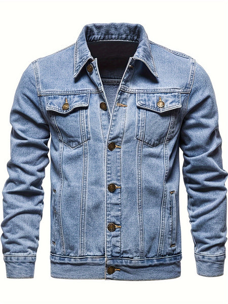 Men's Casual Slim Jacket Vintage Lapel Denim Jacket
