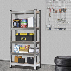 5 Tier Metal Shelving Unit, Heavy Duty Garage Shelving Units, Racking Shelving for Warehouse Workshop Office 148*75*30cm