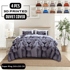 4pcs Printed Duvet Cover Set, Soft Comfortable Multi-design Printed Bedding Set, For Bedroom, Guest Room (1 Fitted sheet + 2 Pillowcases + Without Core) Trendy Design, Soft Fabric, Brushed Material, Lightweight