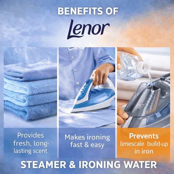 2 x Lenor Steamer & IRONING Water - 1 x SPRING AWAKENING, 1 x SUMMER BREEZE, Fabric Care Liquid for Steam Irons, Garment Steamers & Clothing Refreshing