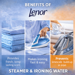 2 x Lenor Steamer & IRONING Water - 1 x SPRING AWAKENING, 1 x SUMMER BREEZE, Fabric Care Liquid for Steam Irons, Garment Steamers & Clothing Refreshing
