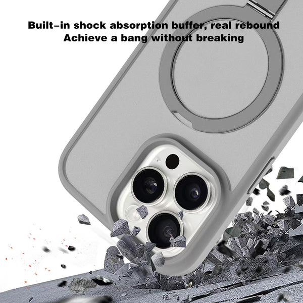 TECH SENSE Magnetic Case for iPhone with Stand, Compatible with MagSafe, Foldable Stand, Full Camera Lens Protection, Scratch-Resistant Translucent Matte Shockproof Phone Cover