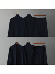 2025 newest suit high elasticity Women's loose suit, long wide-legged pants + shawl cardigan + turtleneck sweater fashion three-piece set Can be worn up to 70kg Suitable for female