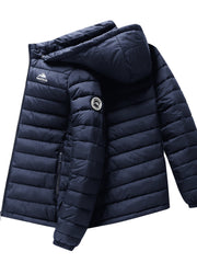 Men's winter Windproof warm Jacket hooded and detachable casual jacket, Men's Fashionable Quilted, Machine Washable - Heavy-Duty Cold Weather Coat, Men's Winter Outdoor Activities Slightly High Quality Jacket High Quality Business Black Jacket.