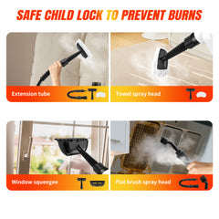 Steam Cleaner Handheld, Steamer for Cleaning, 2.5m Power Cord, Steam Gun, Multi-Purpose Steamer with 7 Accessory Kit for Sofa, Kitchen, Tile, Curtains, Carpets, Window (White)