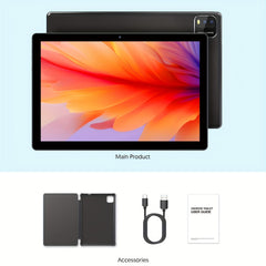 New 10.1-inch Android 15 Tablet With Multiple Options (tablet With Leather Case/tablet With Keyboard Set) 12 (3+9) GB RAM, 64GB ROM, Quad Core Processor, 2.0MP+8.0MP Camera, 6000mAh Battery, Suitable For Daily Use, Study And Office, Pad