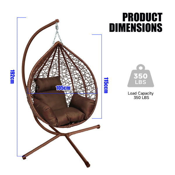 Garden Hanging Swing Egg Chair Hammock With Cushion Stand Patio Indoor Outdoor Wicker