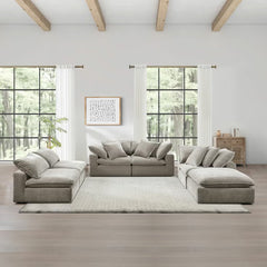 Aiden & Ivy Sereen Beige Fabric 6 Piece Modular Sofa