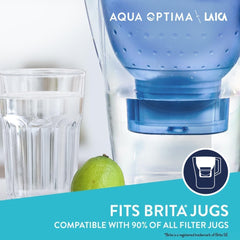 Aqua Optima Evolve+ Water Filter Cartridges 3 Pack - Fits Brita Jugs & Alternative for Maxtra Filters* - Reduces Limescale, Chlorine and Other Impurities - by LAICA (Packaging May Vary)