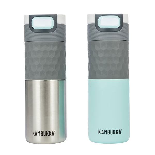 Kambukka 500Ml Travel Mug, 2 Pack in Black and Silver