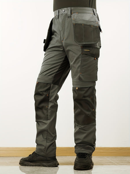 Men's Elastic Cargo Pants with Multiple Pockets, All-Season Style, 1pc