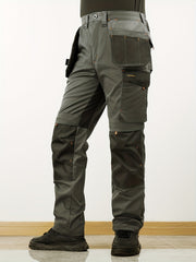 Men's Elastic Cargo Pants with Multiple Pockets, All-Season Style, 1pc