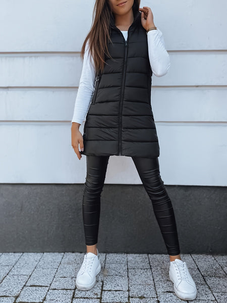 Women's Elegant Hooded Puffer Vest Coat - Thermal Insulated Sleeveless Winter Jacket with Full-Zip Closure, Machine Washable Outerwear in Brown/Black/White/Blue/Red/Navy/Gray, Cozy Cold-Weather Coat for Everyday & Formal Outfits, Layering Piece for Women