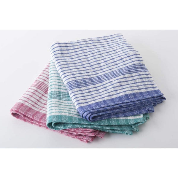 Checked Tea Towels Dish Cloths Pack of 5 Cotton Towels Quick Dry Large Size 50x75cm