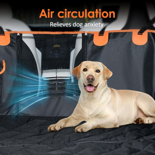 Dog Car Seat Cover, Dog Hammock for Car Back Seat, Car Dog Bed with Mesh Window and Storage Pocket