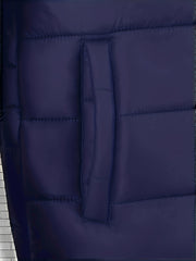 Men'S Outdoor Lightweight Thickened Hooded Windproof Quilted Solid Color Warm Coat