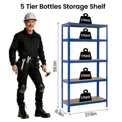 5 Tier Metal Shelving Unit, Heavy Duty Garage Shelving Units, Racking Shelving for Warehouse Workshop Office 148*75*30cm