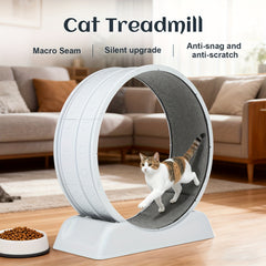 Cat Exercise Wheel, 79 Cm Cat Treadmill for Indoor Cats, Running Wheel with Carpeted Runway, Easy to Install & Fitness & Health, Suitable for Most Cats, Plastic Wheel