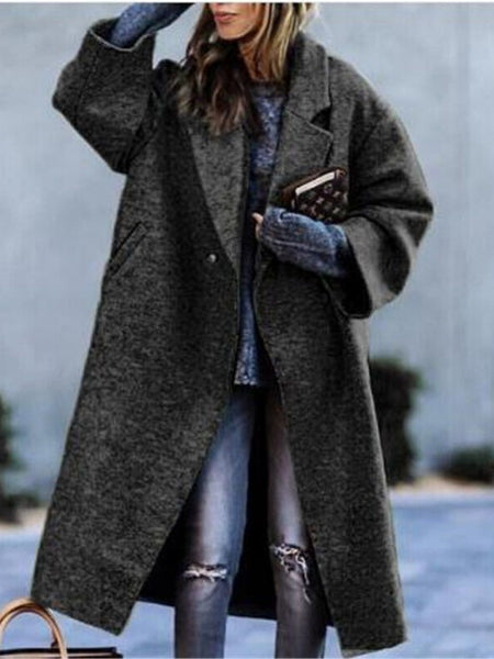 Women'S Elegant Long Winter Coat with Plush Collar - Solid Color Warm Winter Coat, Soft Faux-Fur Trim, Structured Fit & Smooth Texture, Cozy Outerwear for Fall and Winter 2025, Casual to Formal Outfits (, Brown, Grey, Navy