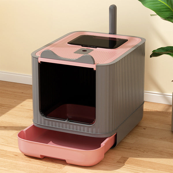 Cat Litter Box, Plastic Pet Toilet, Removable Litter Box, Large Cat Litter Box Hooded Litter Tray Drawer, UV Sterilization and Deodorization, Provide Your Cat with A Comfortable Place