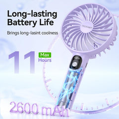 TECKNET Handheld Fan, Portable USB Hand Held Fan Rechargeable with LED Display, Mini Hand Fan 3 Speed Battery Operated Detachable Base Cooling Desk Fans Handheld for Home Office Bedroom Outdoor