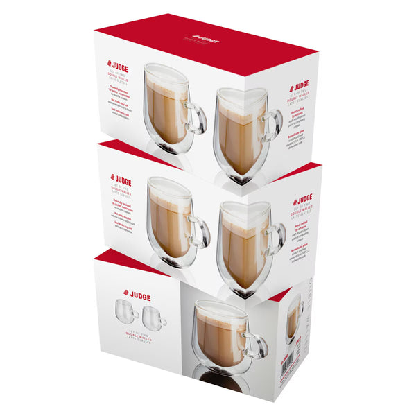 Judge Double Walled Latte Glass Set, 275Ml, 6 Pack