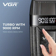 The VGR Men'S Electric Hair Clipper And Trimmer Set Features Interchangeable Ceramic Blades, Operates at High Speeds with 9000 RPM, Includes a Professional Hair Clipper with an LCD Display