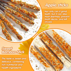 Rabbit Apple Wooden Sticks, Natural Rabbit Chew Toys, Small Animal Wooden Teething, Small Pet Cage Flower Decoration, Hamster, Chinchilla Squirrel Rabbit Guinea Pig Small Pet Apple Chew Stick