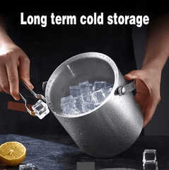Double-Walled Stainless Steel Ice Bucket with Handle Keeps Cocktails, Beer, Wine Champagne Cold Longer Perfect for Home, Bars, Parties Outdoor Events
