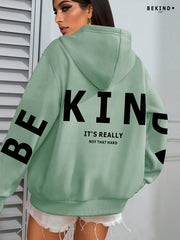 IT's REALLY Print Hoodie, Casual Fashion Sweatshirt, Hooded Pocket Drawstring Sweatshirt for Fall & Winter, Women's Clothing