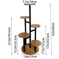 1 6-Tier Plant Stand with Wide Tray & Corner Pot Holder - Heavy-Duty Wood & Iron Multi-Tier Flower Display Shelf Suitable for /Outdoor Use, Space-Saving Step Shelves with Plant Display (Balcony,,)