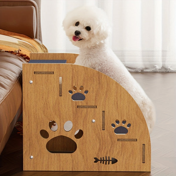 Sturdy Wooden Pet Stairs with Soft Steps - Non-Slip Dog ladder, Portable pet staircase with, for Small, Medium, Large Dogs - Ideal for Beds, Couches, Crate - Easy to Clean & Space-Saving Design for Home or Travel