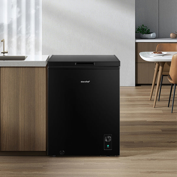 Midea Comfee 99L Multi-Functional Freestanding Chest Freezer: Perfect for Daily Use, with Freezer/Refrigeration Switch, 38dB Quiet Inverter Compressor, 4 Star Freezer Rating, Ideal for Homes & Outbuildings – Black [Energy Class E]