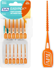 Tepe Easypick Toothpicks, Orange, ISO XS-S, 60Pcs, Dental Plaque Removal Tool, Efficient and Easy Cleaning between the Teeth, Toothpicks for Narrow Gaps