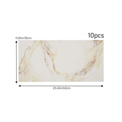10pcs 3D Marble Wall Tiles Wallpaper, PVC Peel & Stick, Self-Adhesive Wall Stickers Wall Stickers, Golden/Grey Marble Pattern - Home Decoration Wall Stickers, Easy to Clean And Cut, Suitable for Renovation of Bathrooms, Living Rooms, Kitchens, Bedrooms
