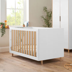 Tutti Bambini Fika 4 Piece Nursery Set with Sprung Mattress, White & Light Oak