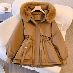 [Winter Coat Women] Women's Parka Autumn And Winter 2025 New Slim Parka, Fashionable And Versatile Plush One-piece Coat, Solid Color Daily Casual Style, Elegant Temperament Style, Comfortable And Warm to Wear, Halloween And Christmas Clothes Women