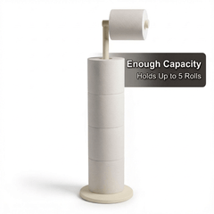 ZISH Toilet Roll Holder Free Standing - Stainless Steel Bathroom Toilet Paper Organizer and Dispenser - No Drill Toilet Roll Stand Freestanding - Up to 5 Toilet Roll Storage