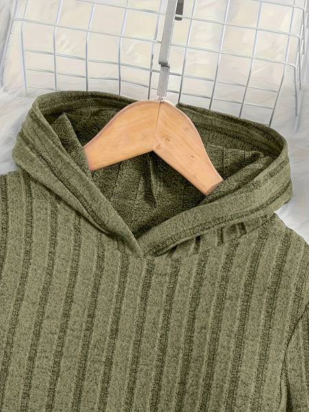 A Set of Women's Ribbed Letter Applique Hoodie and Flared Pants