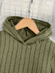 A Set of Women's Ribbed Letter Applique Hoodie and Flared Pants