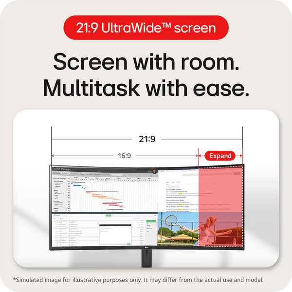 LG 34 Inch WQHD 100Hz VA Ultrawide Monitor, 34WR50QK-B