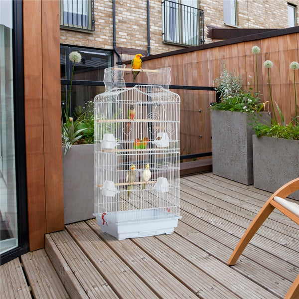 Costoffs Bird Cage Open Top Metal Birdcage with Tray, Feeders, Double-Door, 104.5cm Height