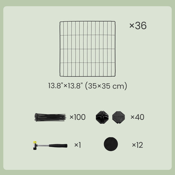 2-Floor Metal Pet Playpen, 36 Grid Panels, Customisable Cage Enclosure for Small Animals, Guinea Pigs Hamster Runs, Rabbit Hutches, Includes Mallet, Indoor, 143 x 73 x 71 cm, White/Black